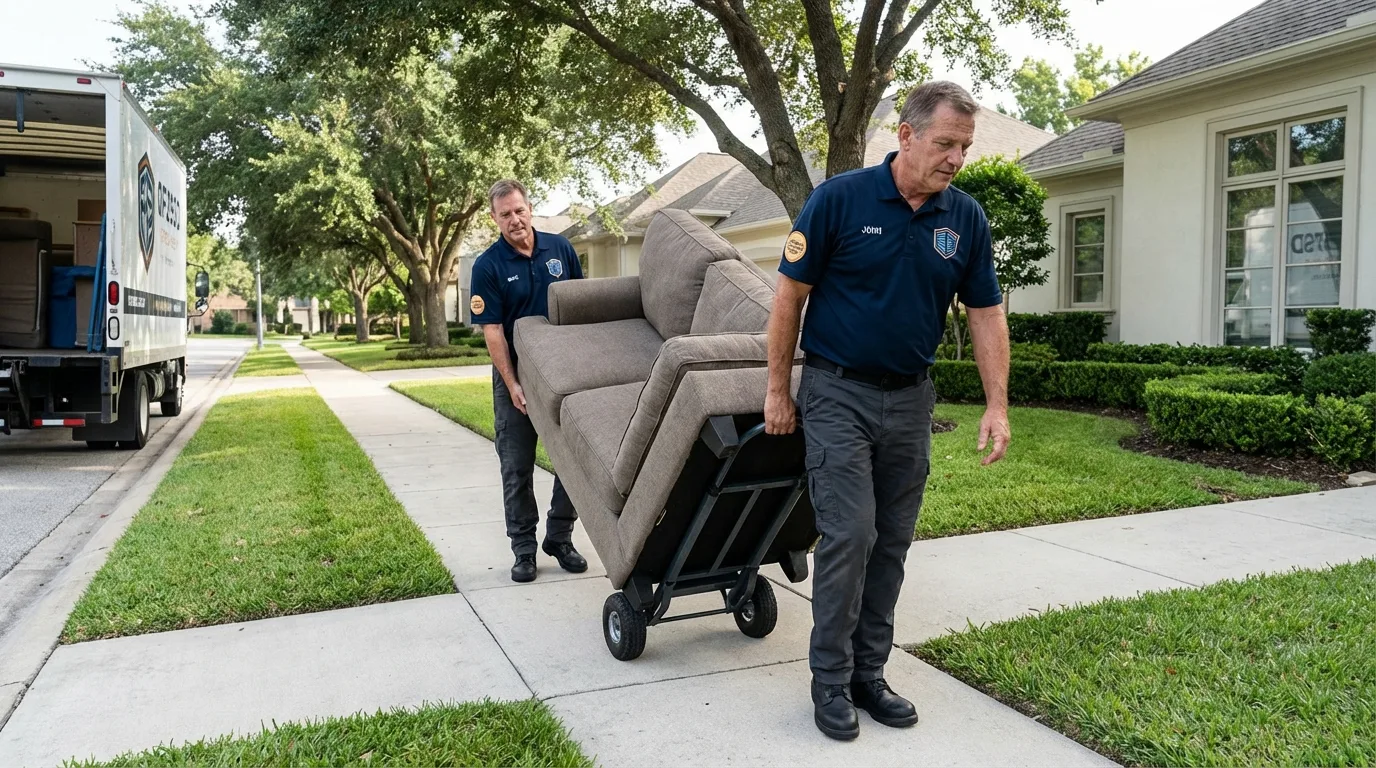 Local residential moving crew loading furniture in Rochester, NY